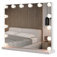 Miroir de courtoisie - HELLOSHOP26 - 50 x 12 x 43 cm - 14 ampoules LED - 3 modes de couleur - Loupe X5