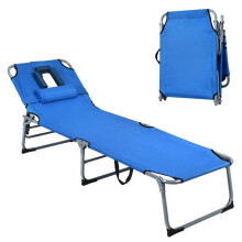Sillón reclinable plegable - HELLOSHOP26 - Sillón reclinable - 5 posiciones ajustables - Confort ergonómico - Azul
