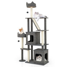 Árvore de gato - HELLOSHOP26 - 180 cm - 7 níveis - 2 condomínios - Cinza