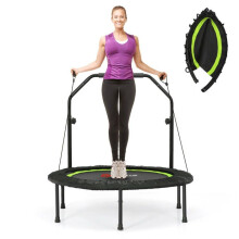 Trampolin flexibel - HELLOSHOP26 - 101 cm - Verstellbares Handlauf - Widerstandsbänder inklusive - Fitness