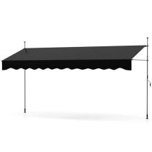 Store banne rétractable - HELLOSHOP26 - 400 x 120 x 210-300 cm - Imperméable - Manuel - Noir