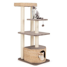 Árvore para gato - HELLOSHOP26 - 4 níveis - Madeira - Brinquedo interativo - 60 x 48 x 131 cm