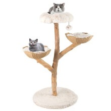 Árvore para gatos - HELLOSHOP26 - 61 x 122 cm - Madeira maciça - Arranhador em juta - Confortável e estético