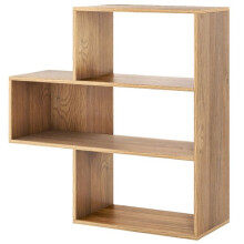 Estante de Biblioteca - HELLOSHOP26 - Estante Convexa - 3 Níveis - Madeira de Engenharia - Design Moderno