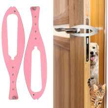 (2Pcs Pink) 2pcs Cat Door Holder Latch, Flex Latch Cat Door Stopper With Adjustable Strap 2.5-6" Wide, Easy To Install Tw