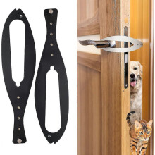 (2Pcs Black) 2pcs Cat Door Holder Latch, Flex Latch Cat Door Stopper With Adjustable Strap 2.5-6" Wide, Easy To Install Tw