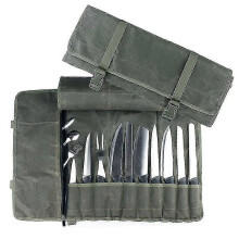 Wax Canvas Chef Knife Roll Bag 10 Slots Chef Knife Storage Bag with Zipper Pocket Portable Chef Knife Bag Tw
