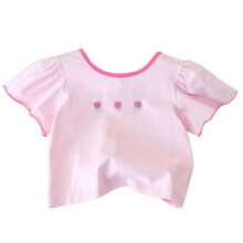 (80cm, Pink) Breathable Summer Girls Short Sleeve T Shirt Soft Comfortable Play Outfit Easy Care Lightweight Polyester Top  Pink 90cm