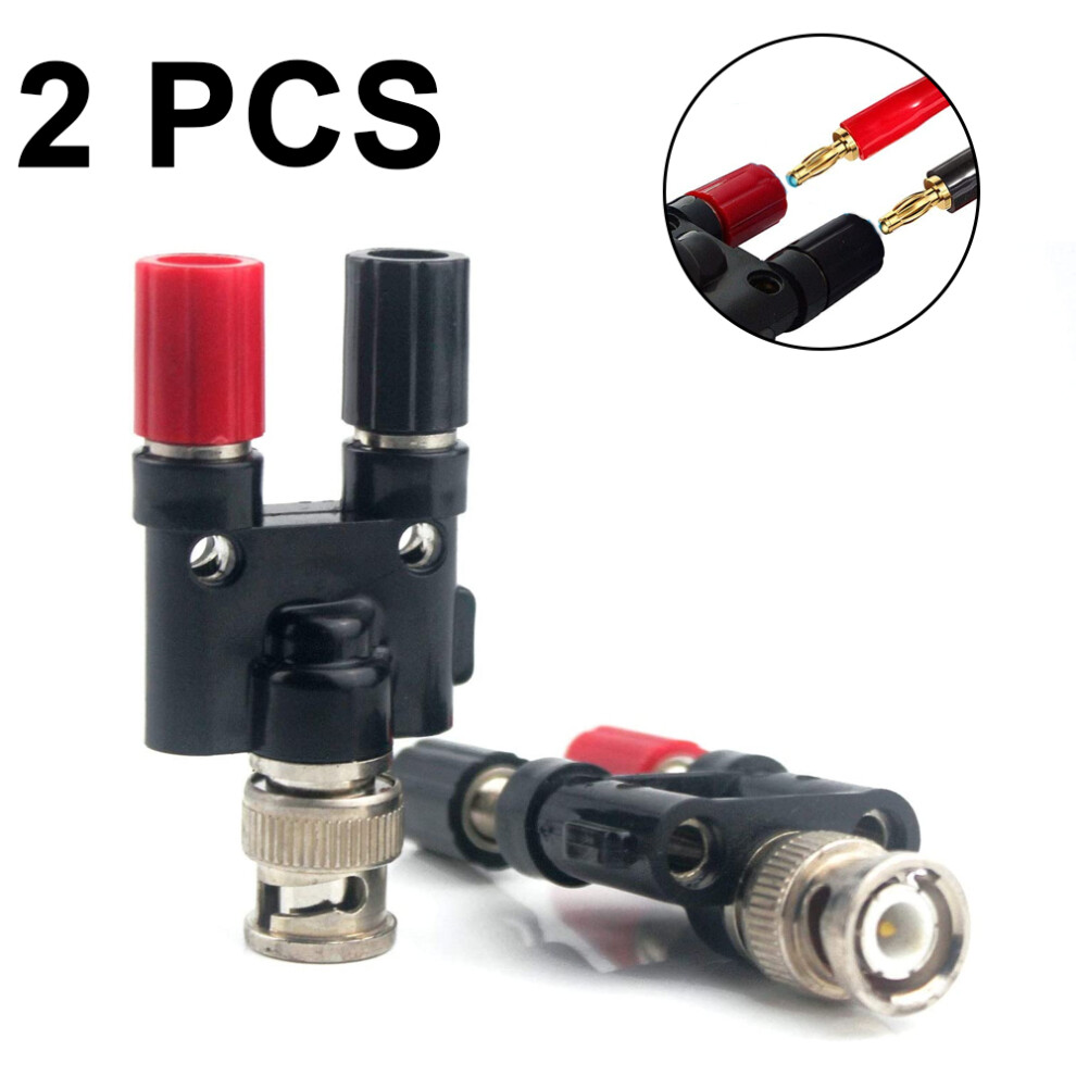 Bnc Male Plug To Dual Banana Female Jack Socket Binding Post, 2 Pieces, Facilitates Connections Of Test Leads Or Additional Components, Aluminum 9169997041234