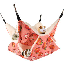 Hamac pour petits animaux de compagnie, idéal pour jouer et dormir, installation facile, conception à double couche, tissu en lin chaud avec tunnel
