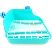 Bac à litière d'angle pour lapins, structure à plusieurs niveaux avec fond grillagé amovible pour un nettoyage facile et un gain de place, petit
