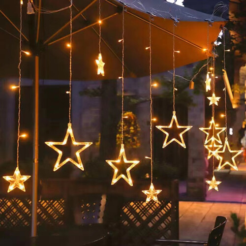 Δημιουργική διακόσμηση LED, θερμά λευκά φώτα κουρτίνας σε σχήμα αστεριού, 8 1