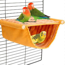 (Small Size, Yellow) Birds Warm Hanging Bed Thermal Insulation Pets Hammock Detachable Birds Hanging Nests Tw