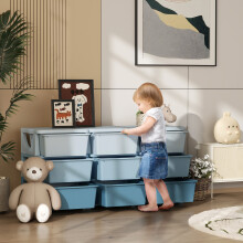 HOMCOM Kids Storage Units with Drawers 3 Tier Chest Dresser Tower Blue