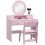 AIYAPLAY Kids Dressing Table Set w/ Stool, Mirror, Drawers - Pink 2