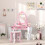 AIYAPLAY Kids Dressing Table Set, Two-Piece Children Vanity Table with Stool 7