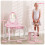 AIYAPLAY Kids Dressing Table Set, Two-Piece Children Vanity Table with Stool 3