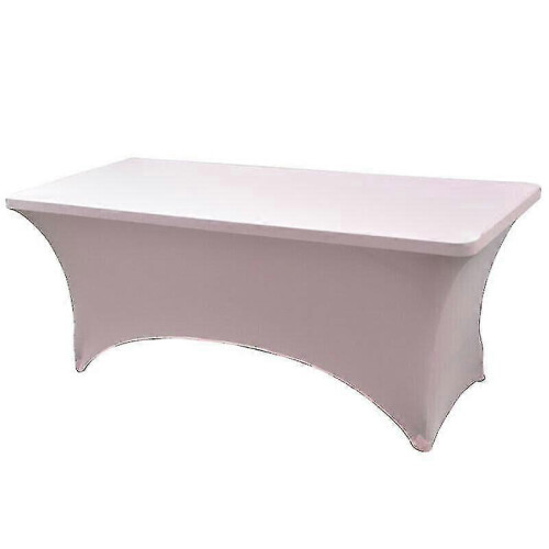 (4FT (122*76*76cm), light pink) 4/6ft Rectangular Stretch Tablecloth Spandex Tight Fit Table Cover Dj Tradeshows Tw