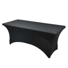(4FT (122*76*76cm), black) 4/6ft Rectangular Stretch Tablecloth Spandex Tight Fit Table Cover Dj Tradeshows Tw