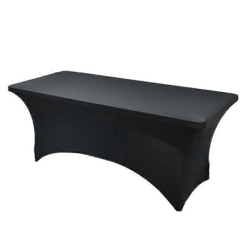(4FT (122*76*76cm), black) 4/6ft Rectangular Stretch Tablecloth Spandex Tight Fit Table Cover Dj Tradeshows Tw