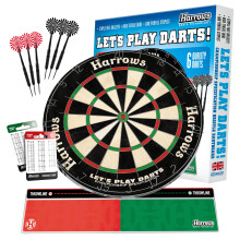 Harrows Dart Board Let's Play Set, Dartboard Official Size I Contains 6 Darts I Compatible with Dart Board Stand, Lighting and Cabinet I 6 Darts Set