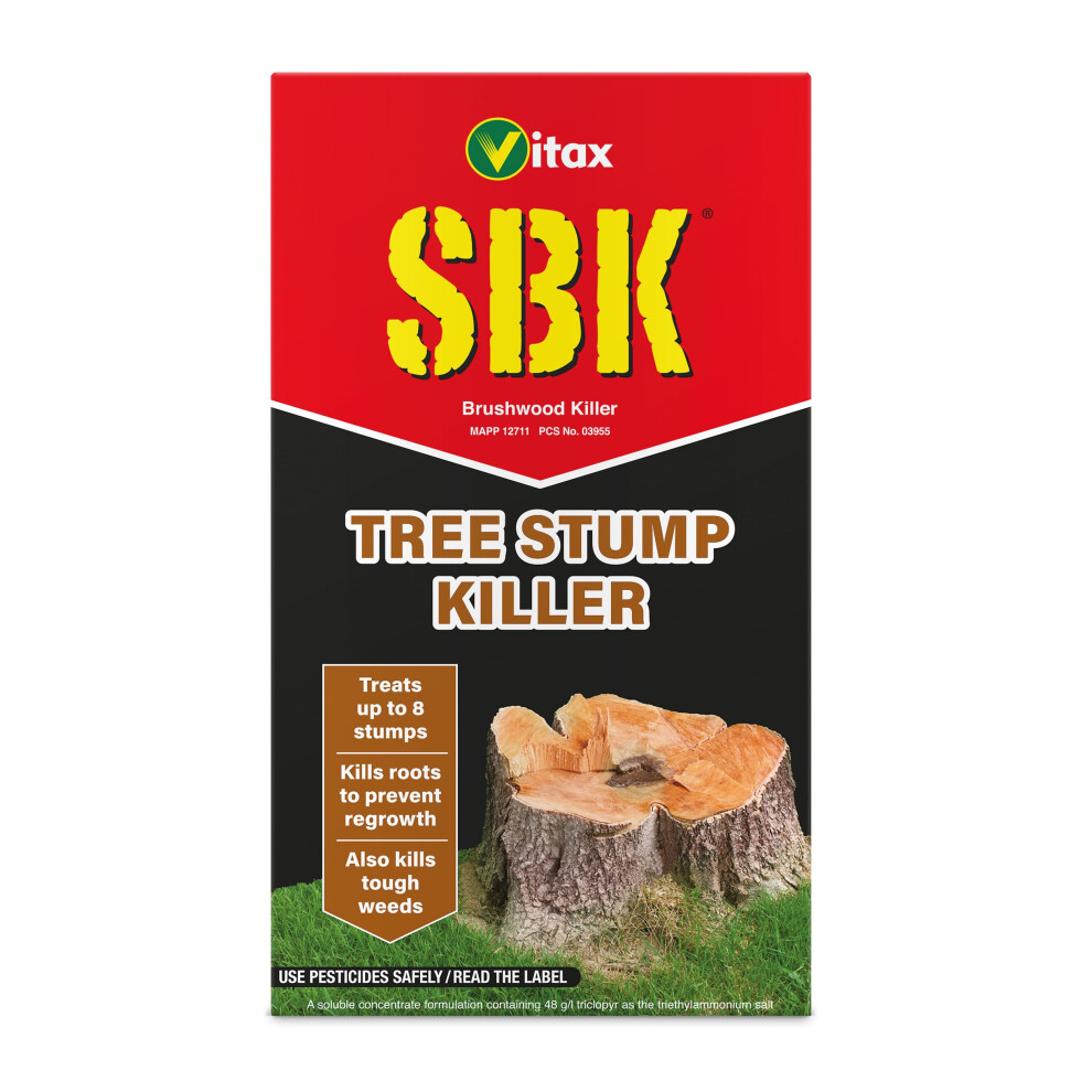 Vitax Sbk Tree Stump Killer, Treats Up To 8 Stumps, Kills Roots, Easy To Use - 250Ml