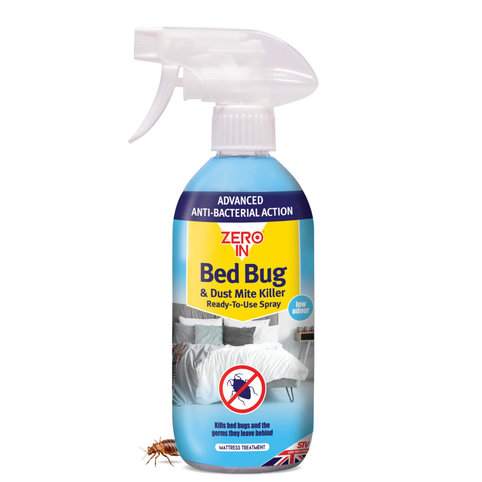 Zero In Bed Bug & Dust Mite Killer- 500 Ml Spray. Ready-To-Use Formulation Kills Bed Bugs, Dust Mites And The Germs They Carry. Water-Based. Prevents