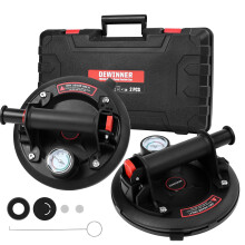 DEWINNER 2 pcs 8'' Vacuum Suction Cup with Pressure Gauge, Heavy Duty Vacuum Suction Cup with Handle Lifter, Glass Suction Lifter for Granite, Tile,