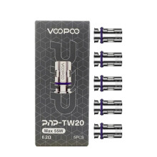 VOOPOO PNP Replacement Coils, TW20, 0.2 Ohm, Mesh, Rich Flavor, Smooth Vapor, Long-Lasting Coils, VOOPOO Vaping Coils, Pack of 5, No Nicotine