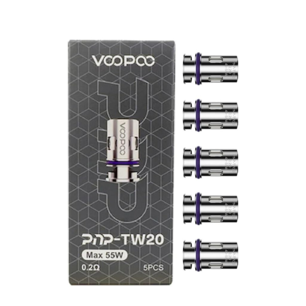 Voopoo Pnp Replacement Coils, Tw20, 0.2 Ohm, Mesh, Rich Flavor, Smooth Vapor, Long-Lasting Coils, Vaping Coils, Pack Of 5, No Nicotine