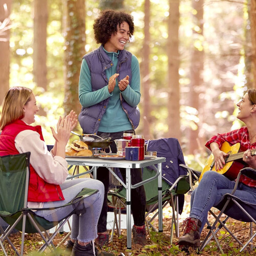 JF HOME BLISS 2FT Folding Camping Table Picnic Table Adjustable Height Multipurpose Party Dining small camping Table Lightweight with Carry Handle fo 1