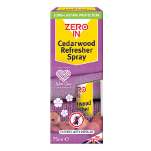 Zero In Cedarwood Refresher Spray - 75 ml. Natural Aromatic Red Cedar Oil Moth Repellent. For use on Items made from Cedarwood