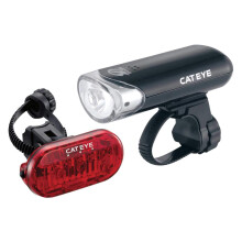 CatEye Bike Lights Set 150 Lumen LED Front Bicycle Light Front and Back with OptiCube Lens Multiple Modes 80hr Battery Life MTB Cycling Lighting