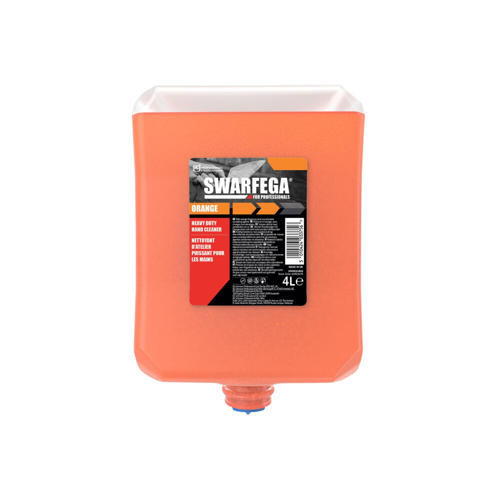Photos - Shower Gel Swarfega Orange Hand Wash, Solvent-Free Heavy Duty Hand Cleaner with Natural Scrub and Moisturisers, Gentle on Skin 4L Cartr