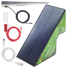 Solar Powered Electric Fence Energiser X-Stop 0040 2 Km Range Full Kit Includes Earth Stake and All Leads Plus USB Charge Cable For Horses and Other