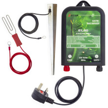 XSTOP 230v Mains Powered Electric Fence Energiser EL90 10Km Range, 0.5 Joule Output, Weatherproof Kit Includes Leads and Earth Stake. For Horses and