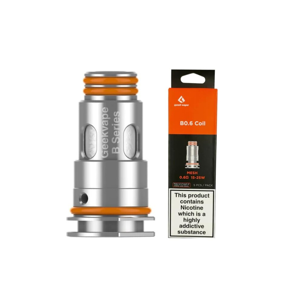 Geekvape 4 Replacement Coils, 0.6 Ohm, Mesh, Compatible With Aegis Boost Pod & Aegis Boost Plus Pod, 15-25W, Pack Of 5, Vaping Coils, No Nic