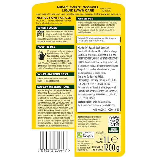 Miracle-Gro Miracle-Gro Mosskill Liquid Lawn Care, 1 litre concentrate, 67 m² coverage 1
