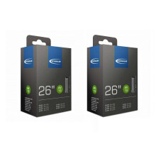 Schwalbe 2 x 26 Mountain Bike Inner Tubes 26x21 With SchraderCar ValvesBlac