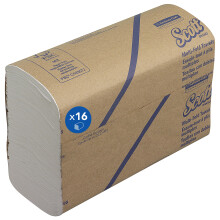 Scott Multifold Hand Towels 3749 Z-Fold White Paper Towels, Soft, Strong and Absorbent, Ideal for High-Traffic Washrooms, 16 Packs x 250 Sheets (4,00