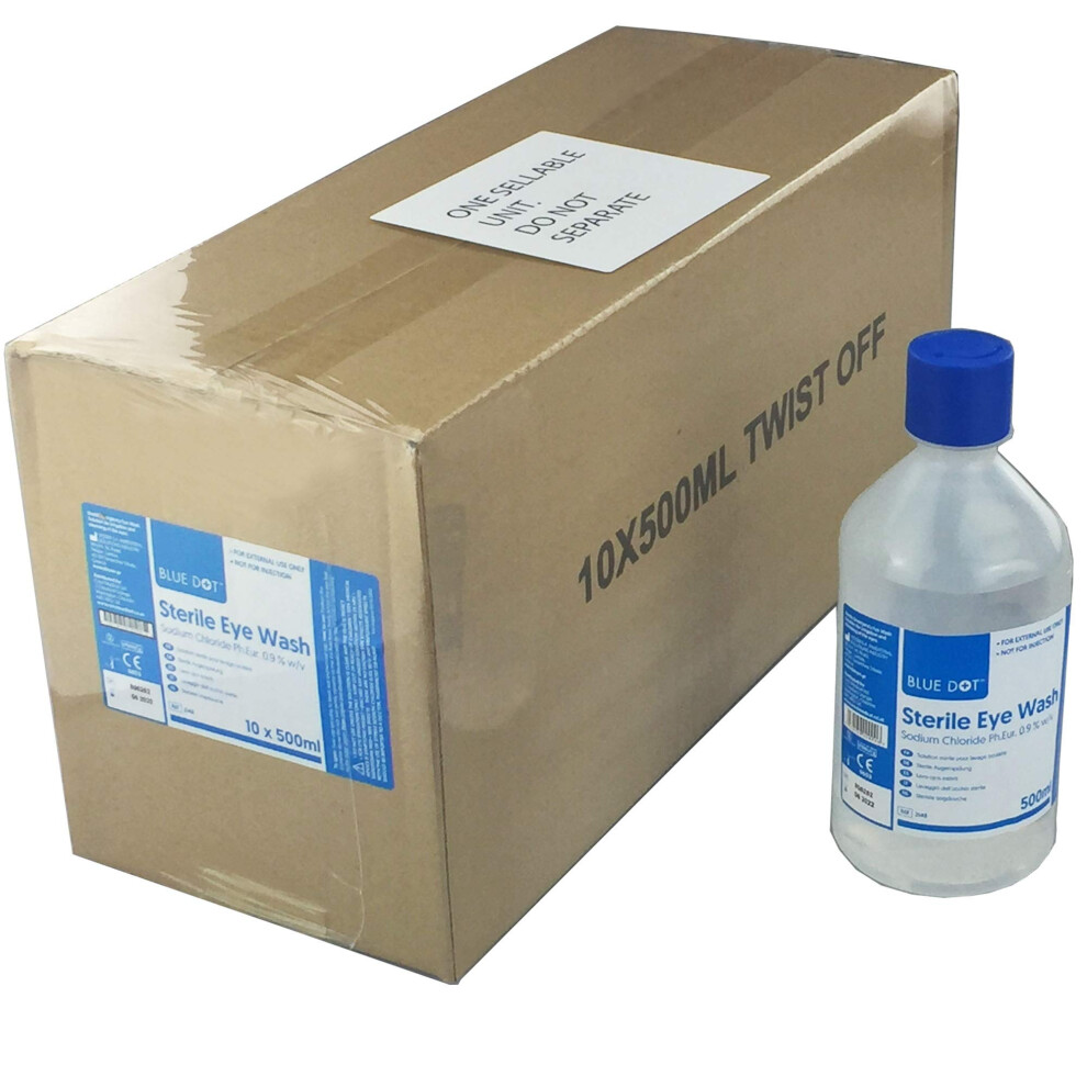 Crest Medical 500Ml Eyewash Sterile Saline Solution 10 X 500Ml Bottles