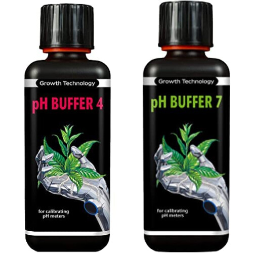 Growth Technology pH Buffer 4 & 7 Calibration Fluid Meter Solution Hydroponics (pH Buffer 4 and 7 300ml)