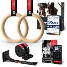 Gymnastic Rings Set Wood Door Anchor Attachment Exercise eBook Adjustable Safety Straps Length Markings Wooden Olympic Gym Gymnastics Athletic F