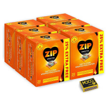 Zip Fast & Clean Wrapped Fire Lighters- Powerful & Reliable Fire Starter for Open Fires- Odourless Fire Cube for BBQs, Stoves & Burners- (6 Pack X 20