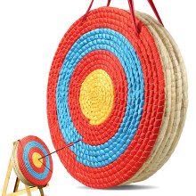 VEVOR Archery Target, 5 Layers 20" Arrow Target, Traditional Solid Straw Round Archery Target Shooting Bow, Hand-Made Arrows Target, Coloured Rope Ta