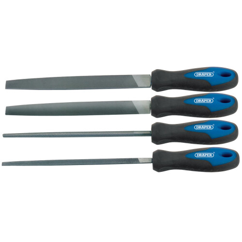 Draper Draper 44962 Engineers Metal Work File Set with Soft Grip, 200mm, 4 Pieces , Blue