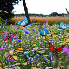LOMYLM 24pcs Butterflies on Sticks, Garden Ornaments Outdoor, Decorative Butterflies for Flower Pot/Plant/Yard/Summer Houses, Fairy Garden Accessorie