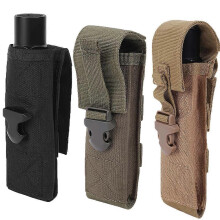 (Black) Tactical Flashlight Pouch LED Torch Case Holster Molle Flashlight Holder with Quick Release Buckle Phone Pouch for Hunting Tw