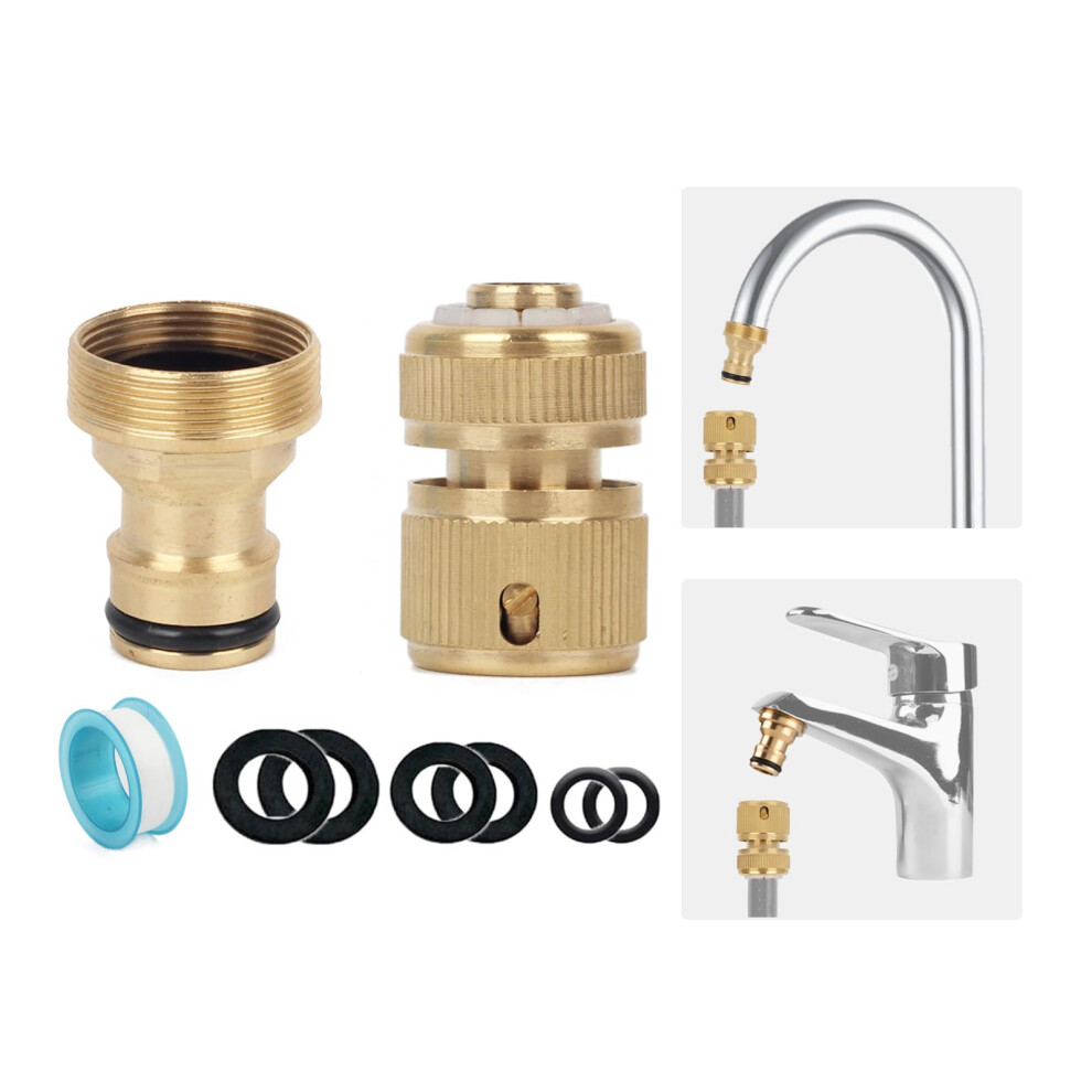 Brass Universal Kitchen Mixer Tap Hose Connector, Outside Garden Hose Pipe Adapter For Kitchen Tap Bathroom Sink, 22Mm Female 24Mm Male Threaded Mixe 8754340298178