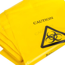 White Hinge 10x Yellow Biohazard Bags - 35cm x 20cm - Self Seal Clinical Sick/Vomit Disposal